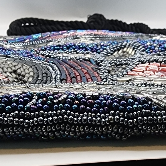 Roaring 1920s Flapper Glass Bead Silk Purse Vintage - Picture 3 of 8